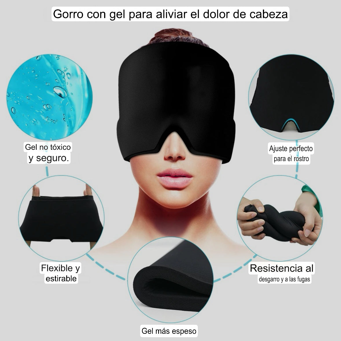 Gorro de gel para alivio de migrañas y dolores de cabeza